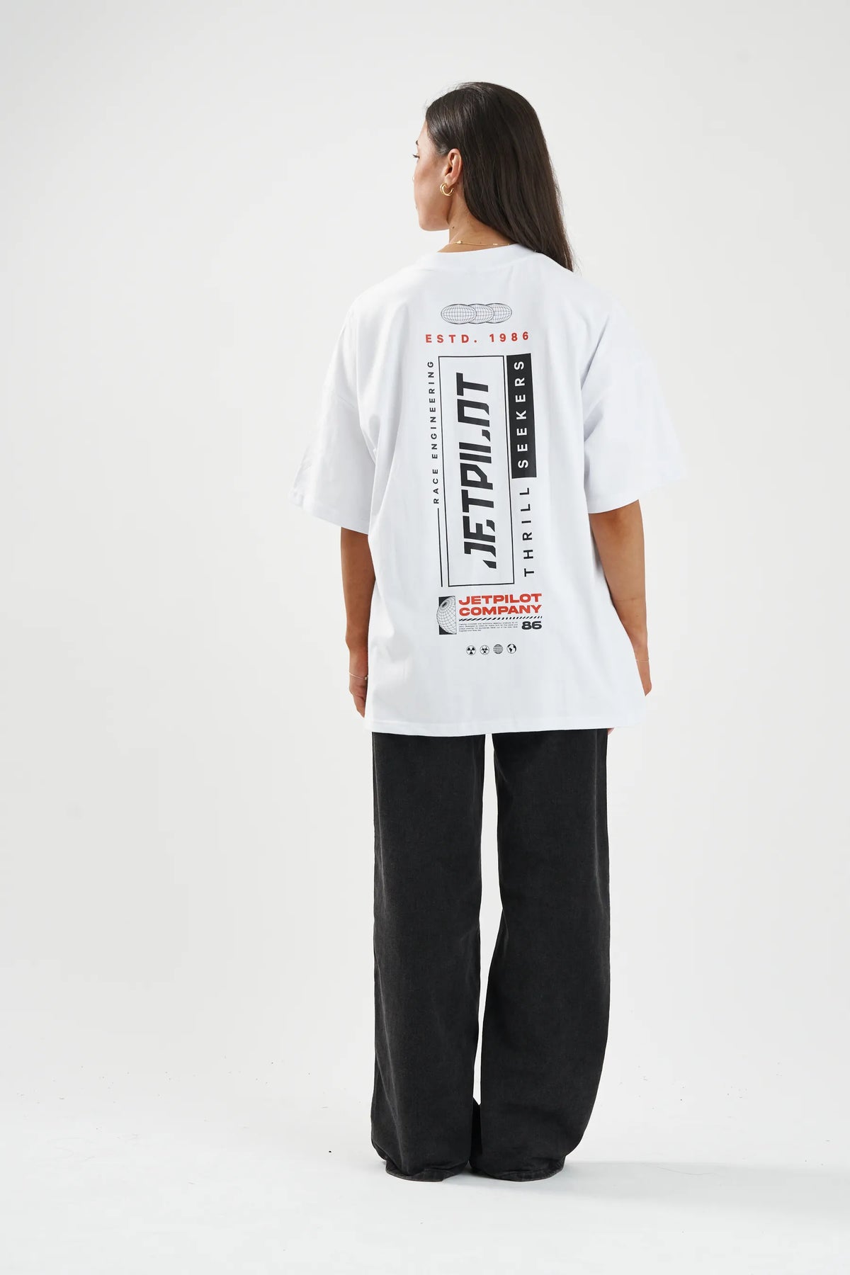 Jetpilot 86 Worldwide mens oversized graphic tee in White — view 11 of 12