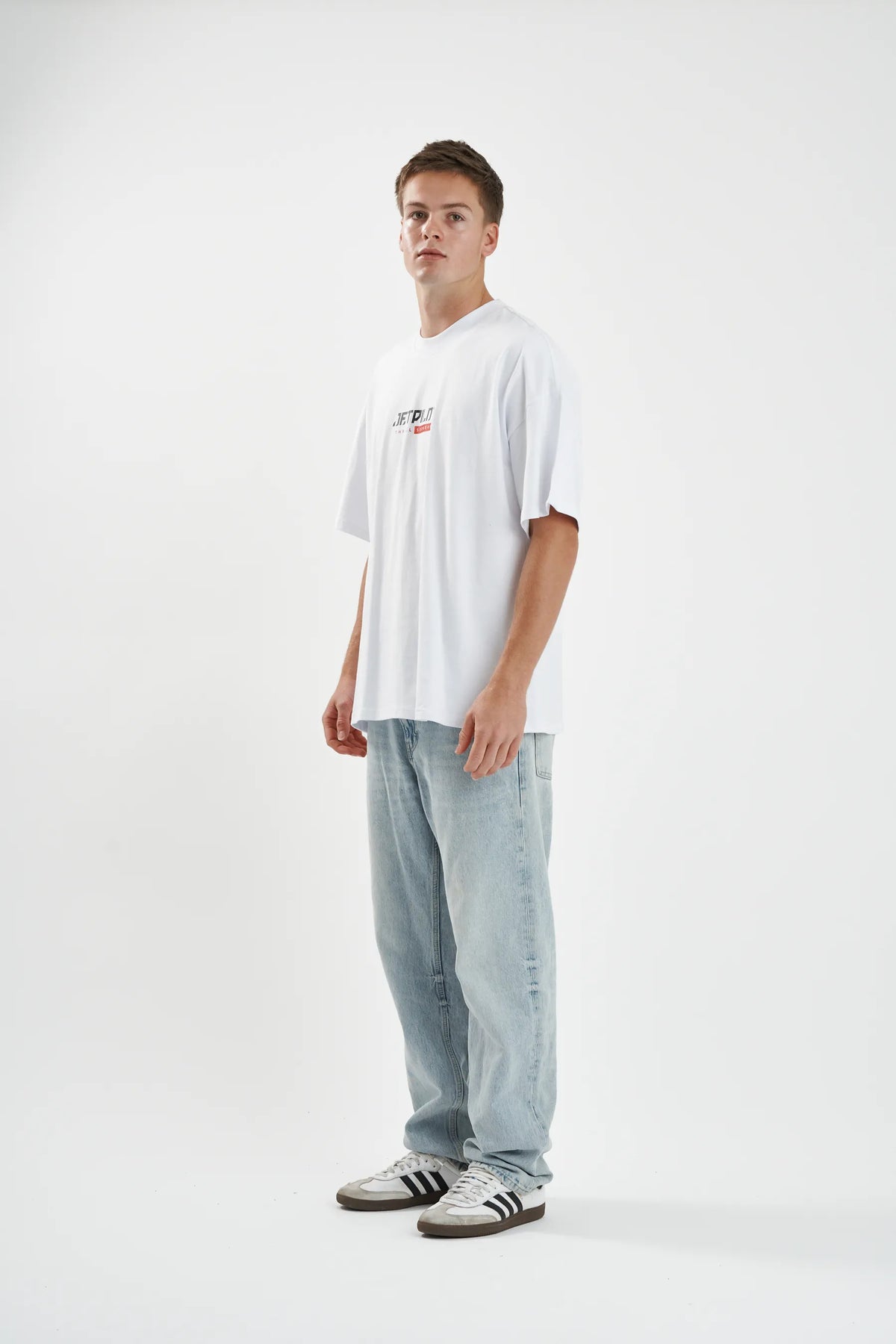 Jetpilot 86 Worldwide mens oversized graphic tee in White — view 4 of 12