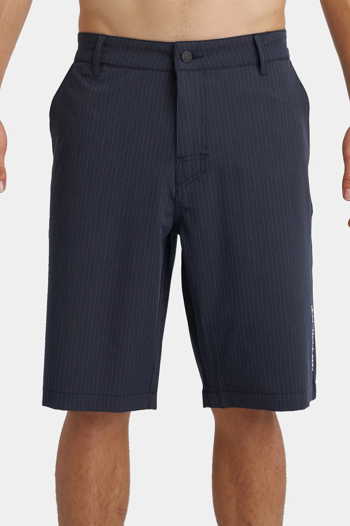 Jetpilot Check Ya mens walk shorts in Pinstripe — front view, close-up