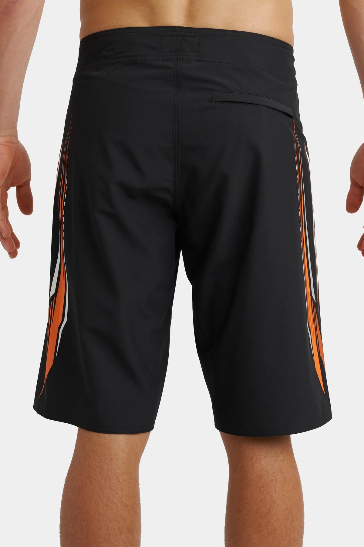 Jetpilot Velocity mens board shorts in Black — back view, close-up