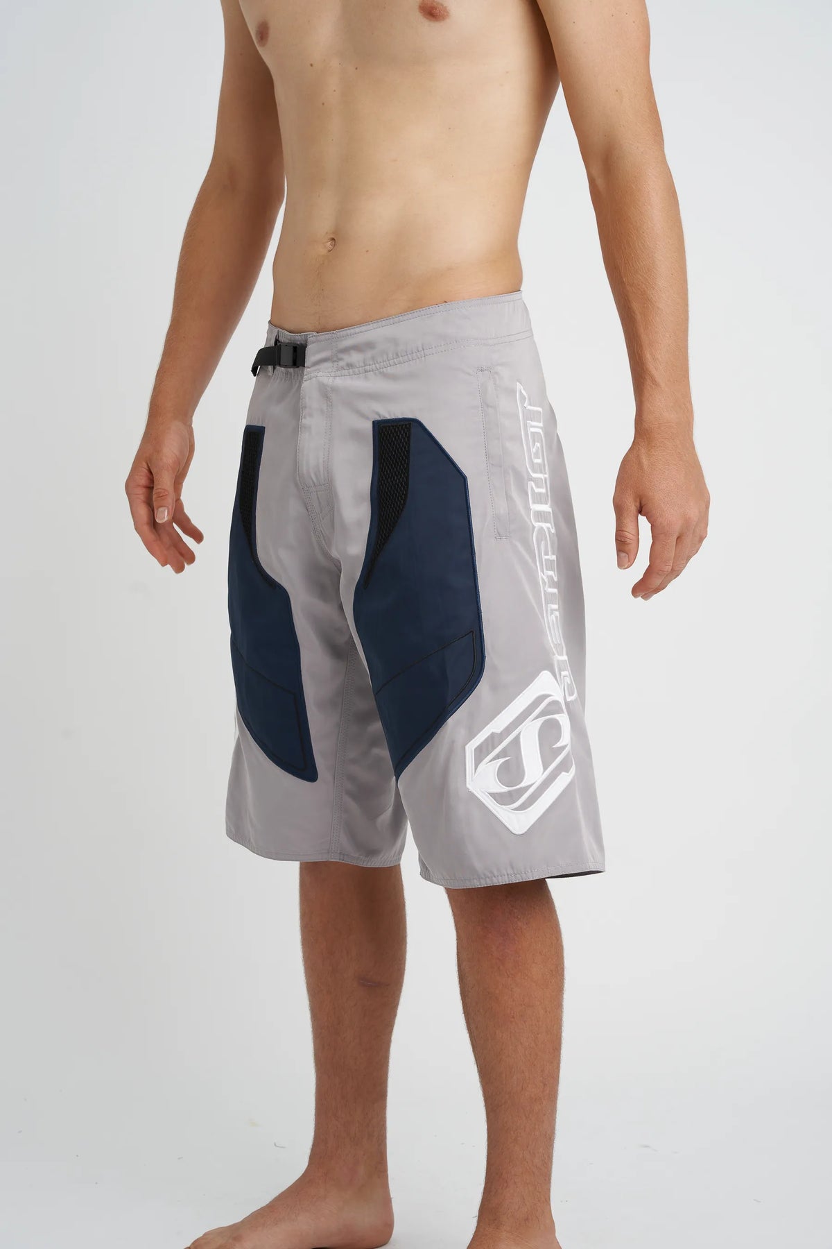 Jetpilot Vintage Moto mens board shorts in Navy — side view