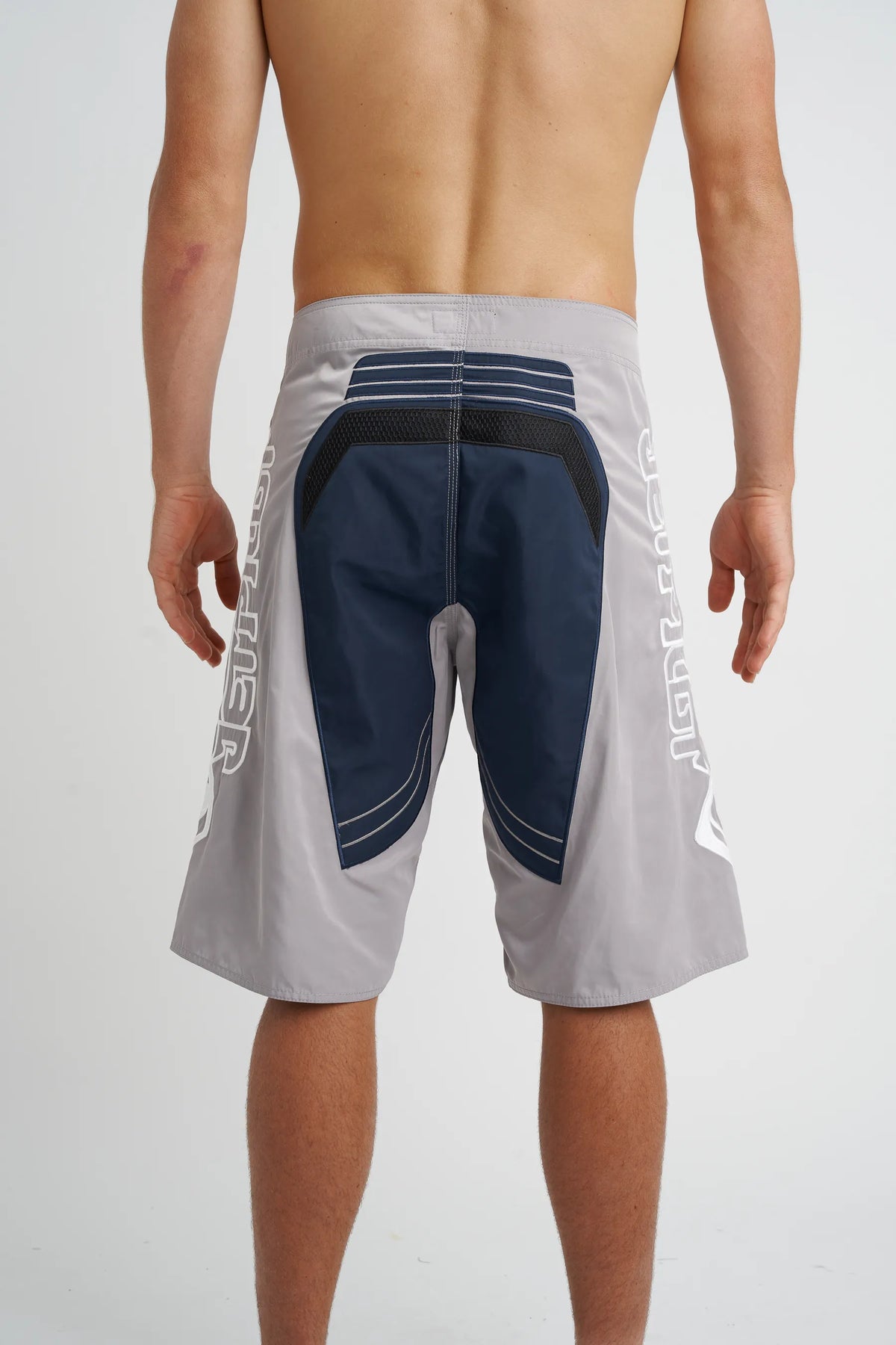 Jetpilot Vintage Moto mens board shorts in Navy — back view