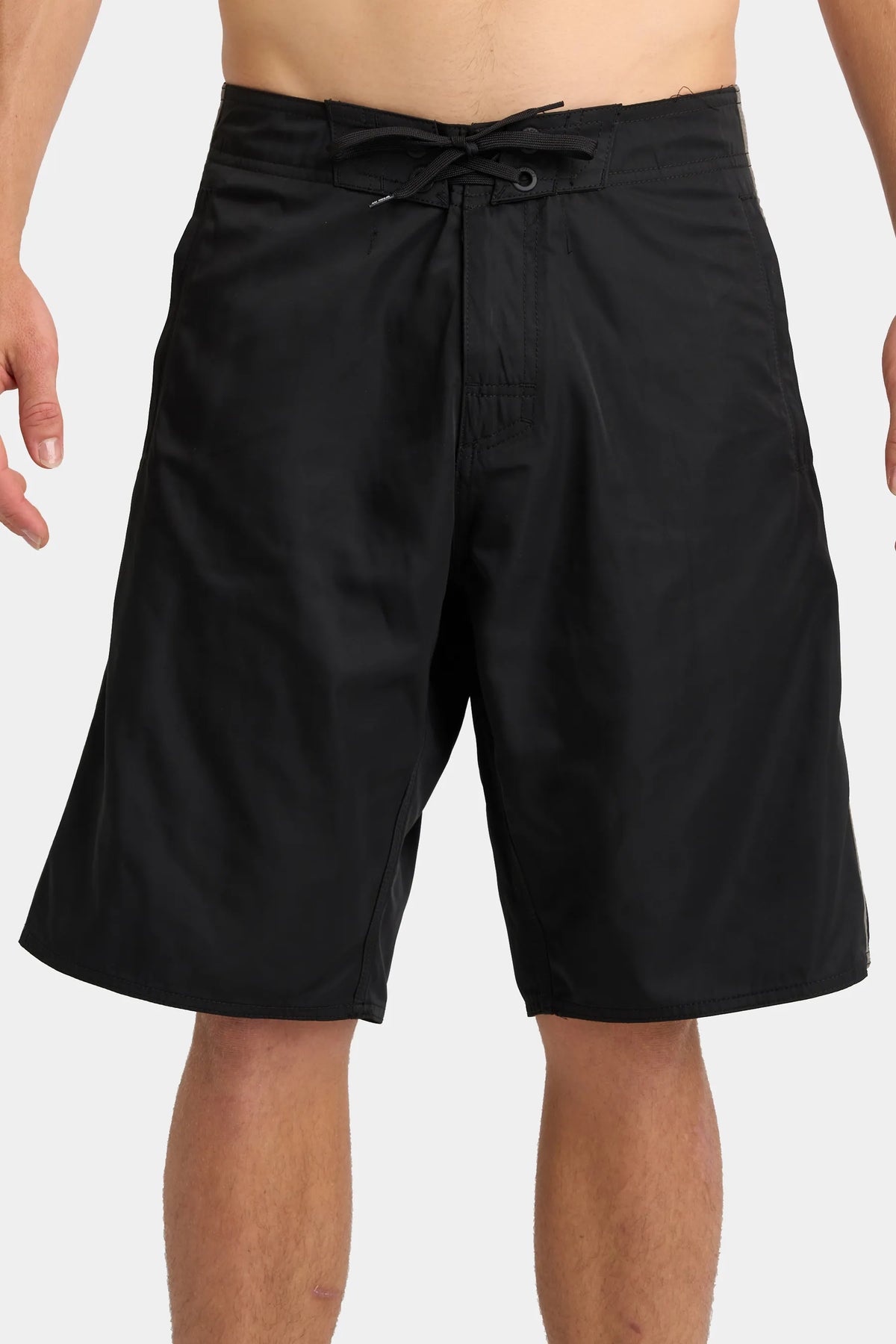 Jetpilot Tribalism mens board shorts in Black — front view, close-up