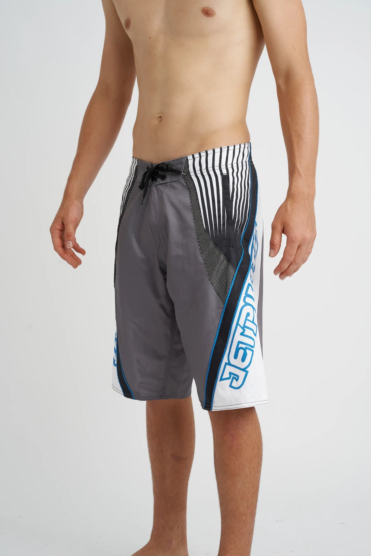 Jetpilot Alloy mens board shorts in Grey — side view
