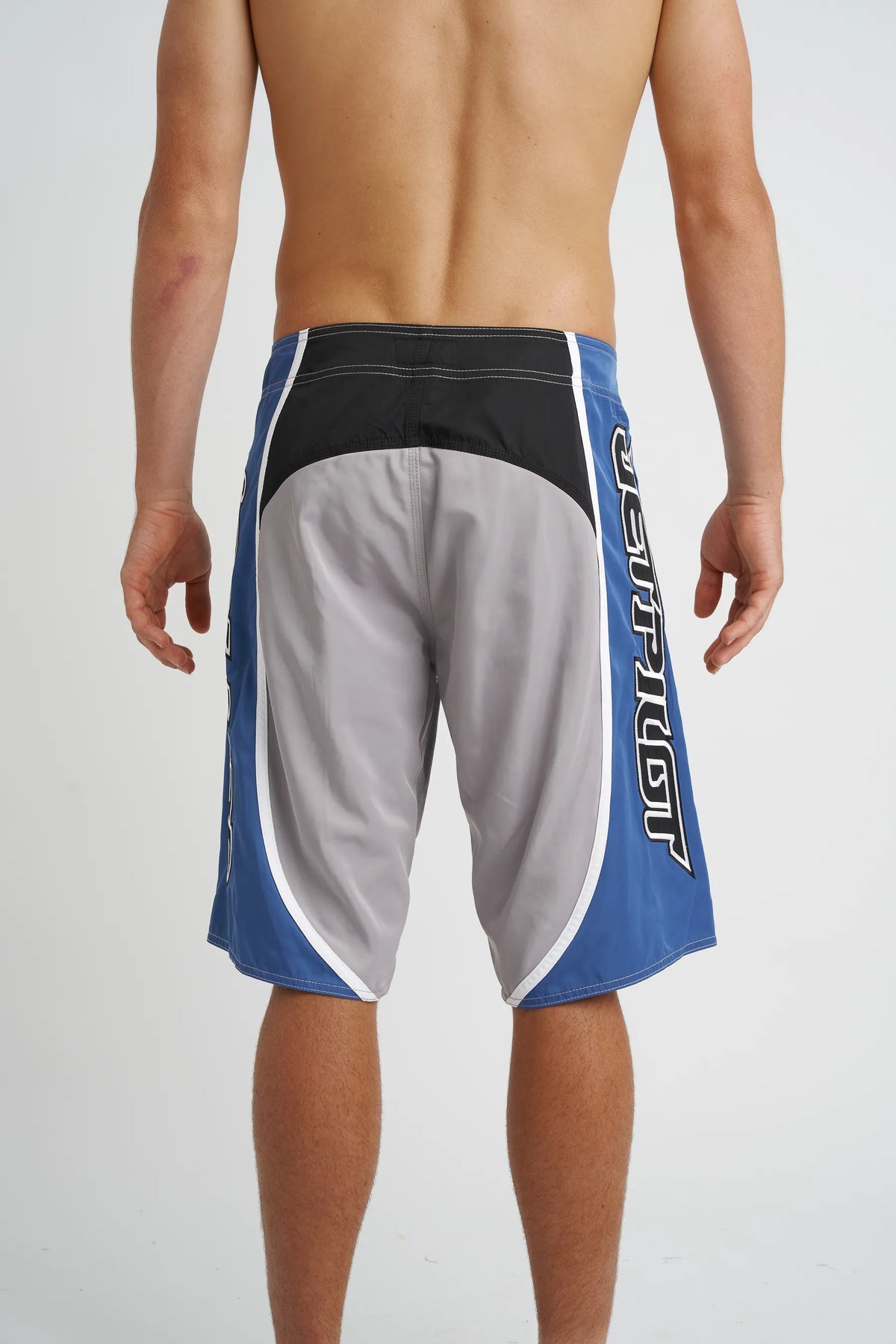 Jetpilot Impact mens board shorts in Grey — back view