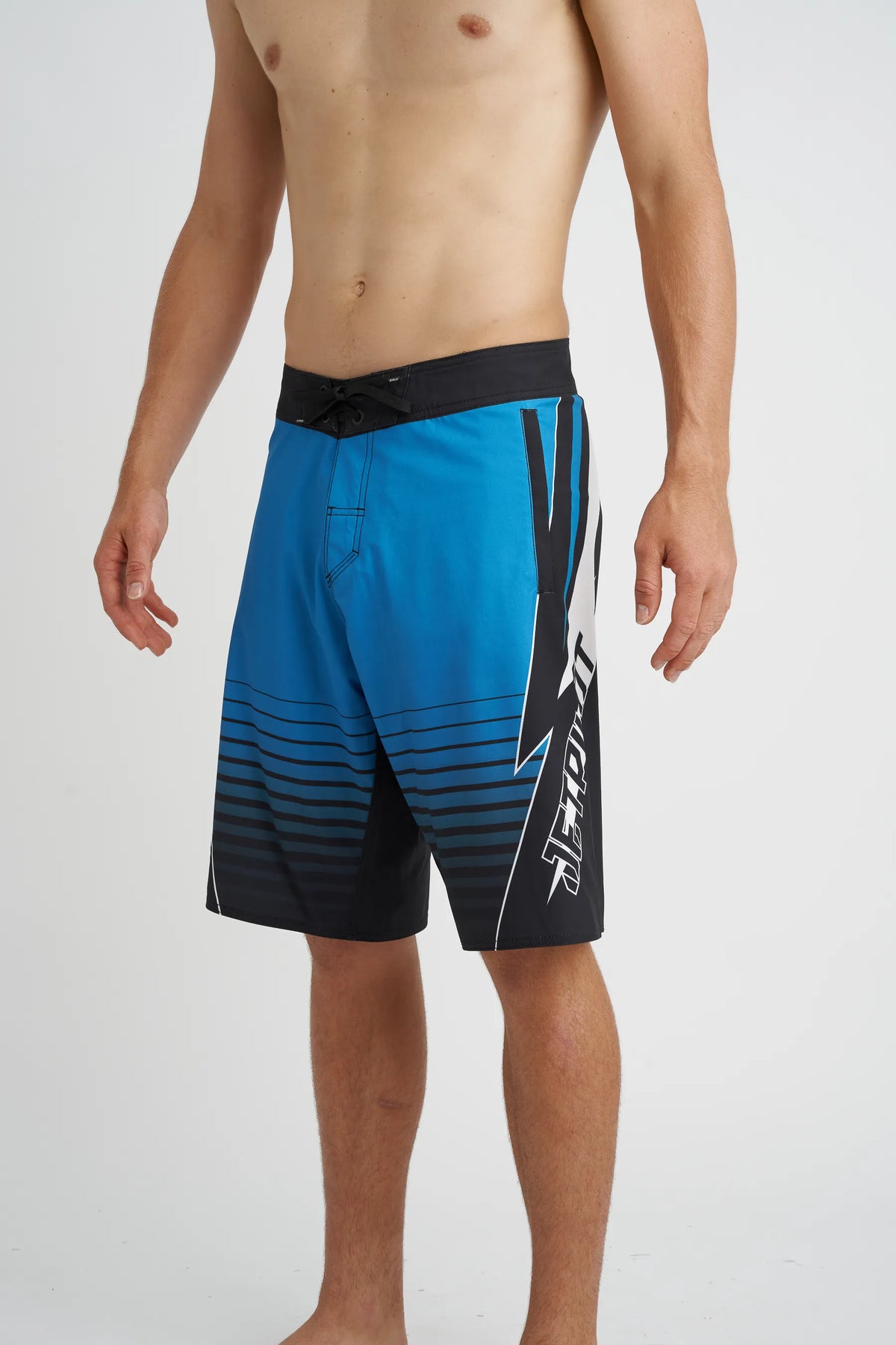 Jetpilot Shockwave mens board shorts in Blue — side view