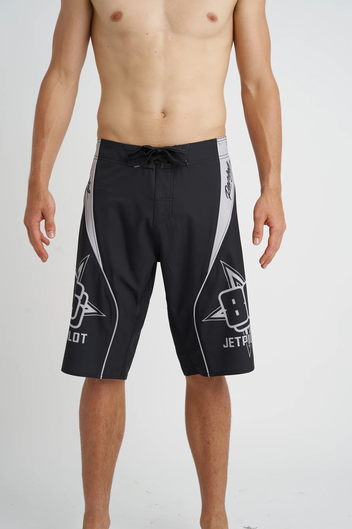 Jetpilot Race Fan mens board shorts in Black — view 1 of 6