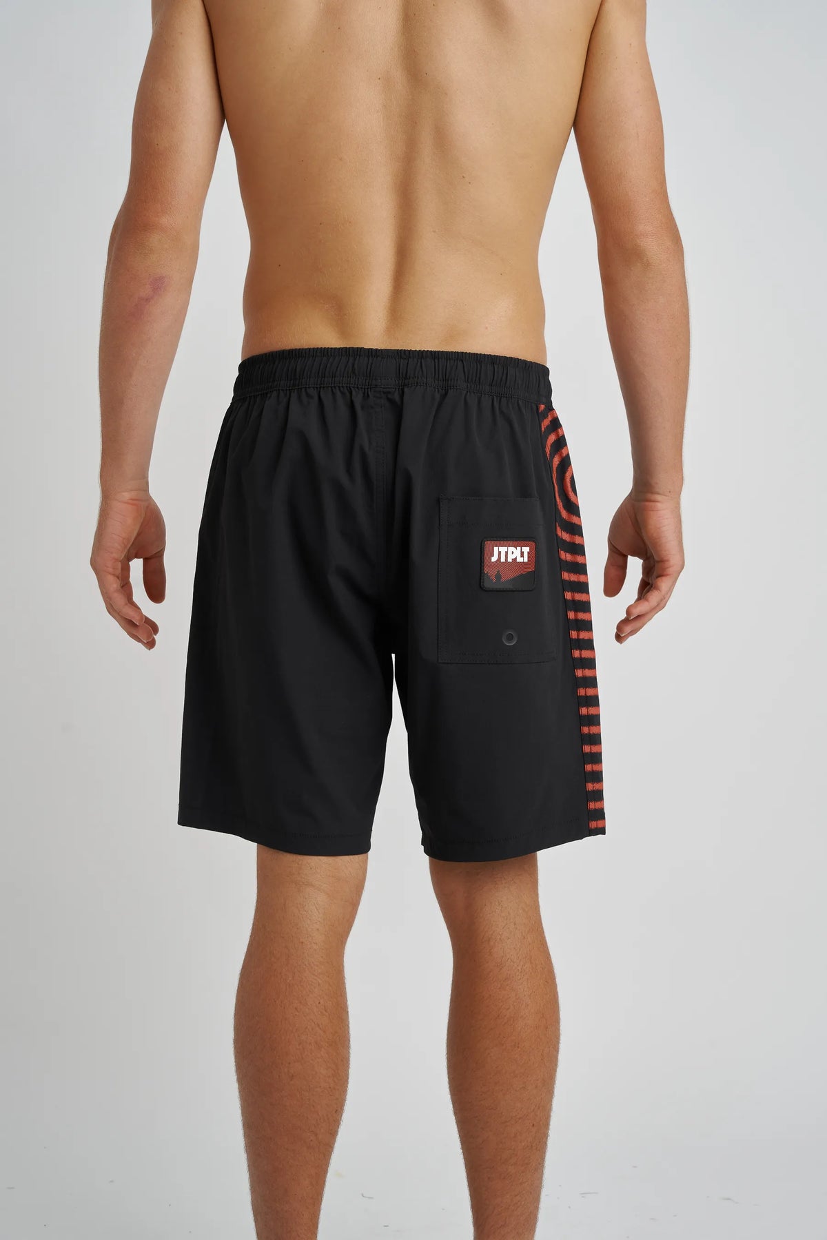 Jetpilot Spiral mens board shorts in Black — back view