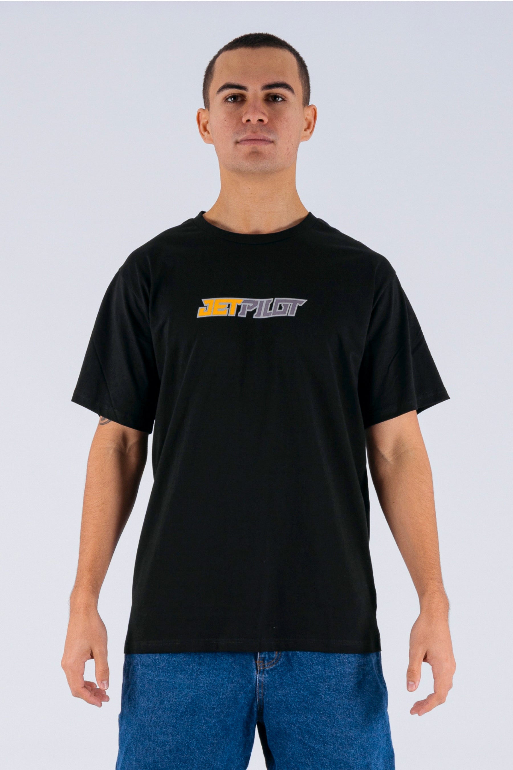 Black/Multi Tee with Jetpilot logo — view 1 (3)