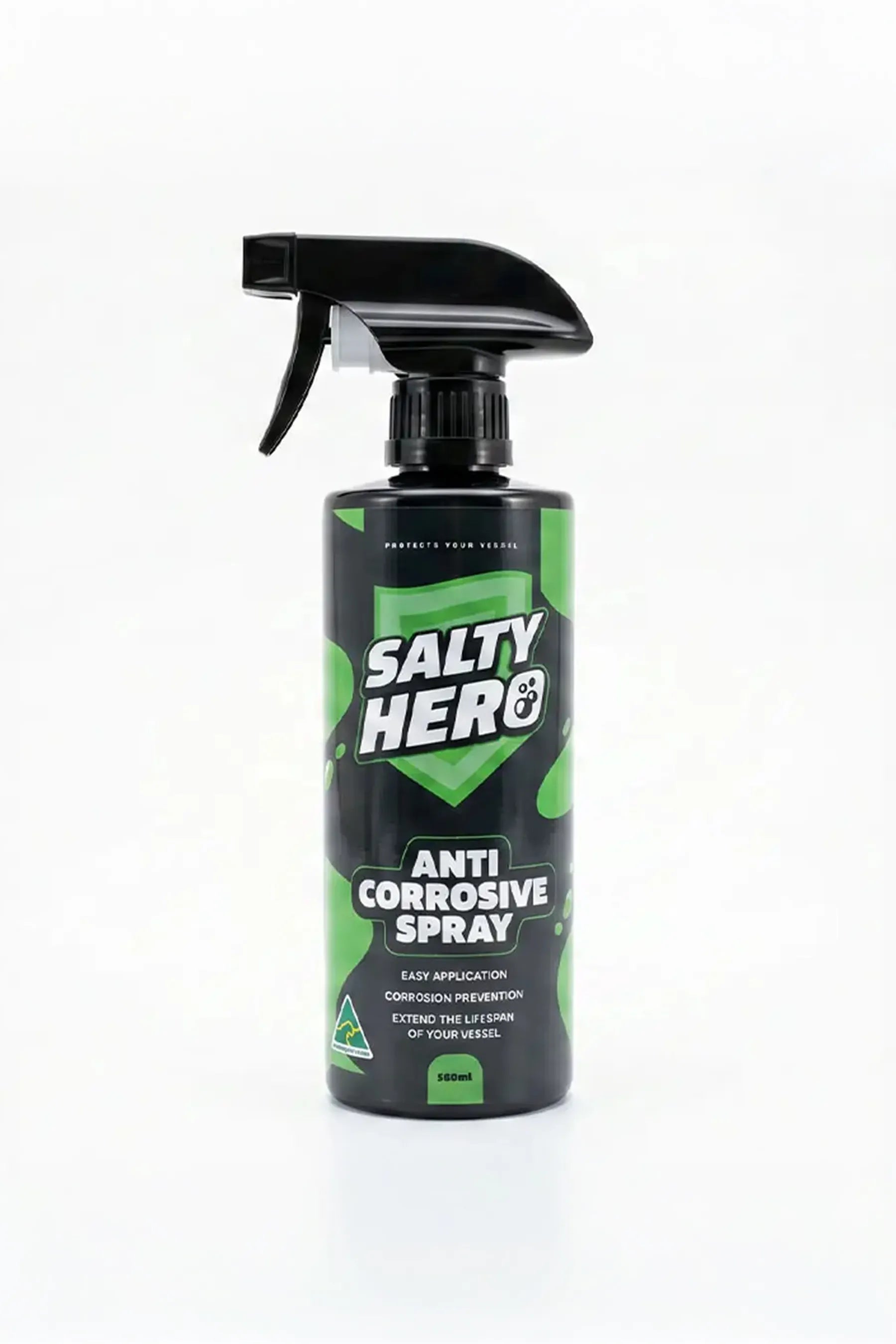 Salty Hero anti-corrosive spray bottle on a white background