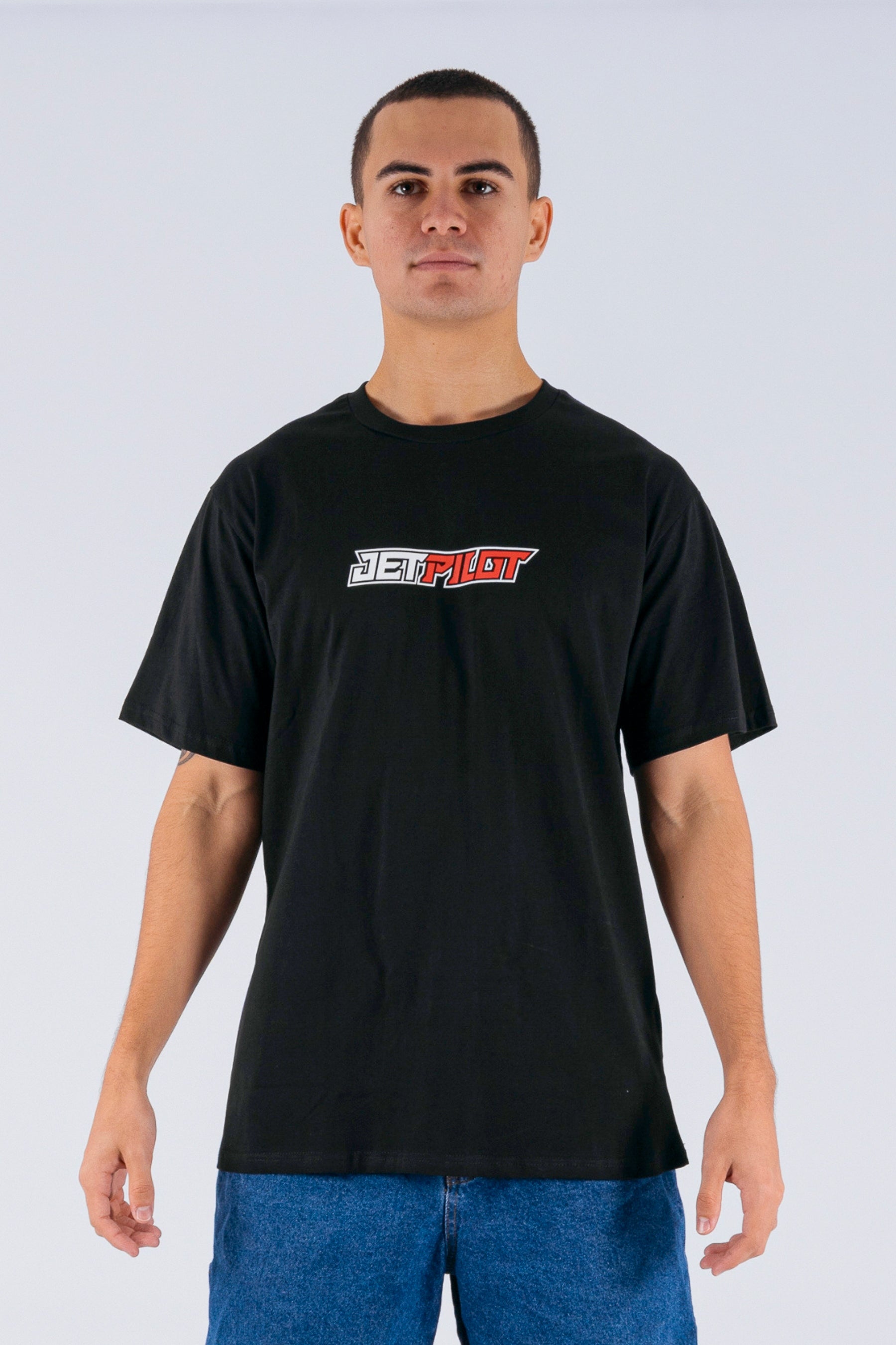 Black/White Tee with Jetpilot logo — view 1 (3)