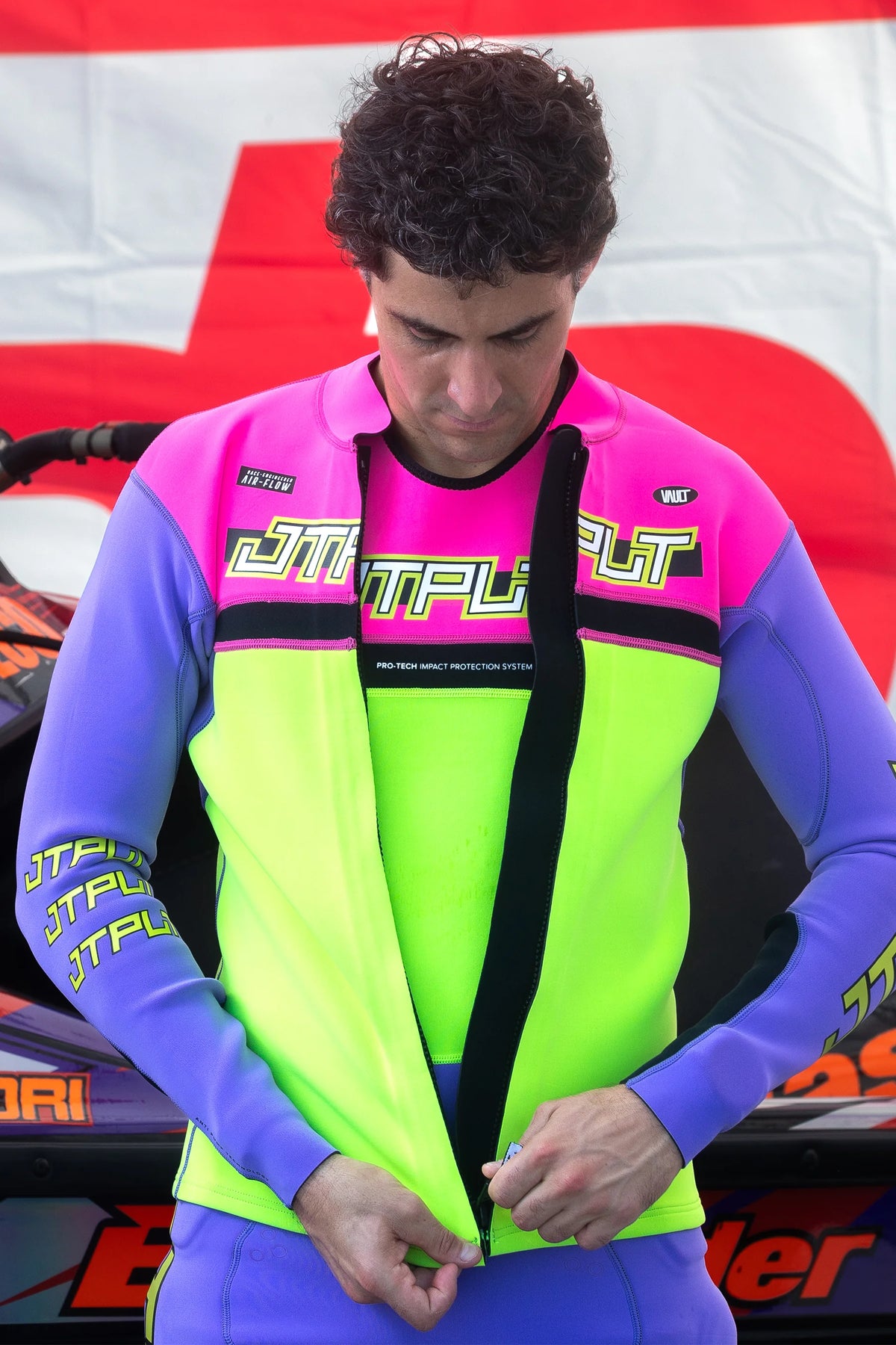 Jetpilot Vault Mens Race Wetsuit Jacket - Pink/Yellow