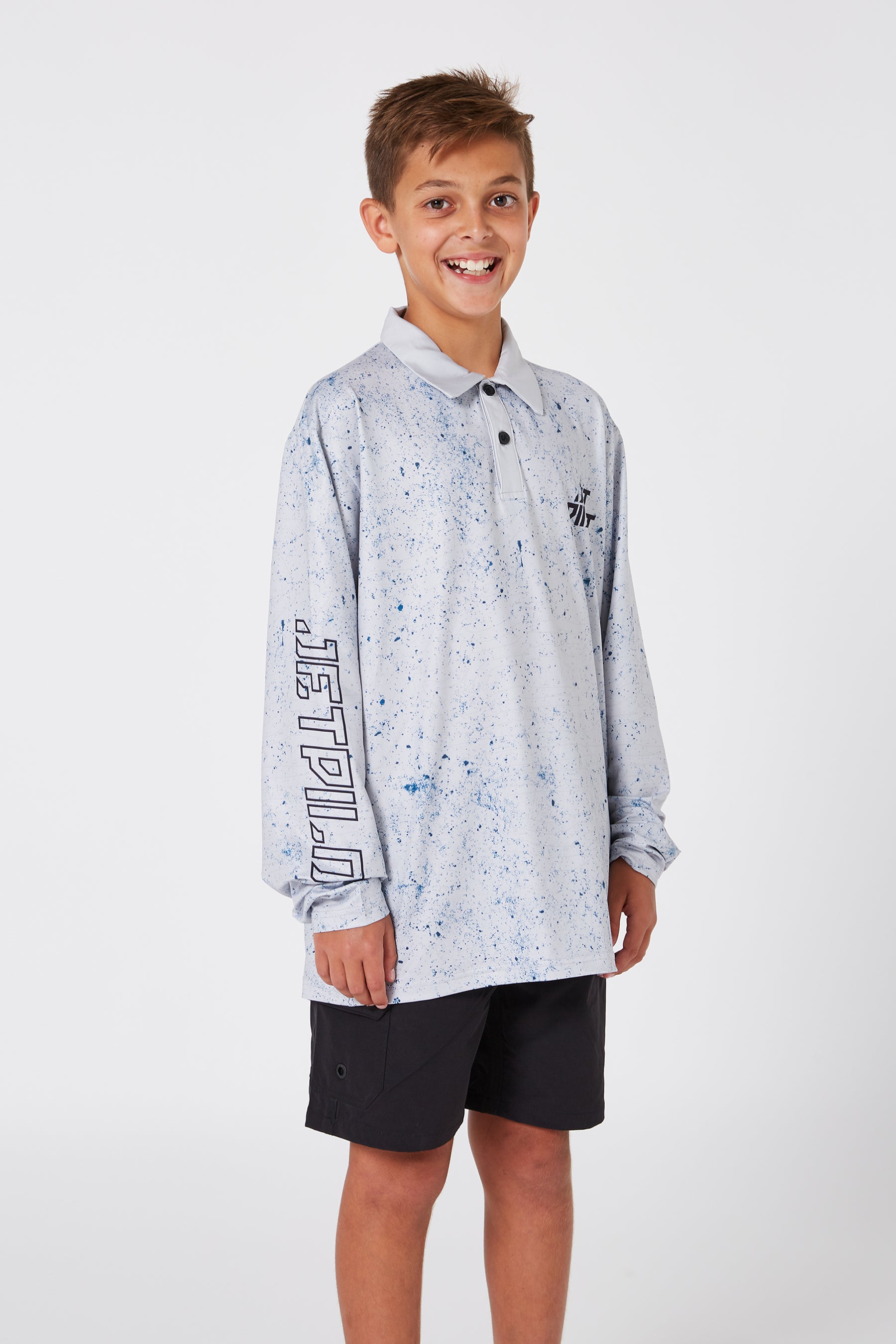 Jetpilot Venture Youth Fishing Shirt - Grey Lifestyle 4