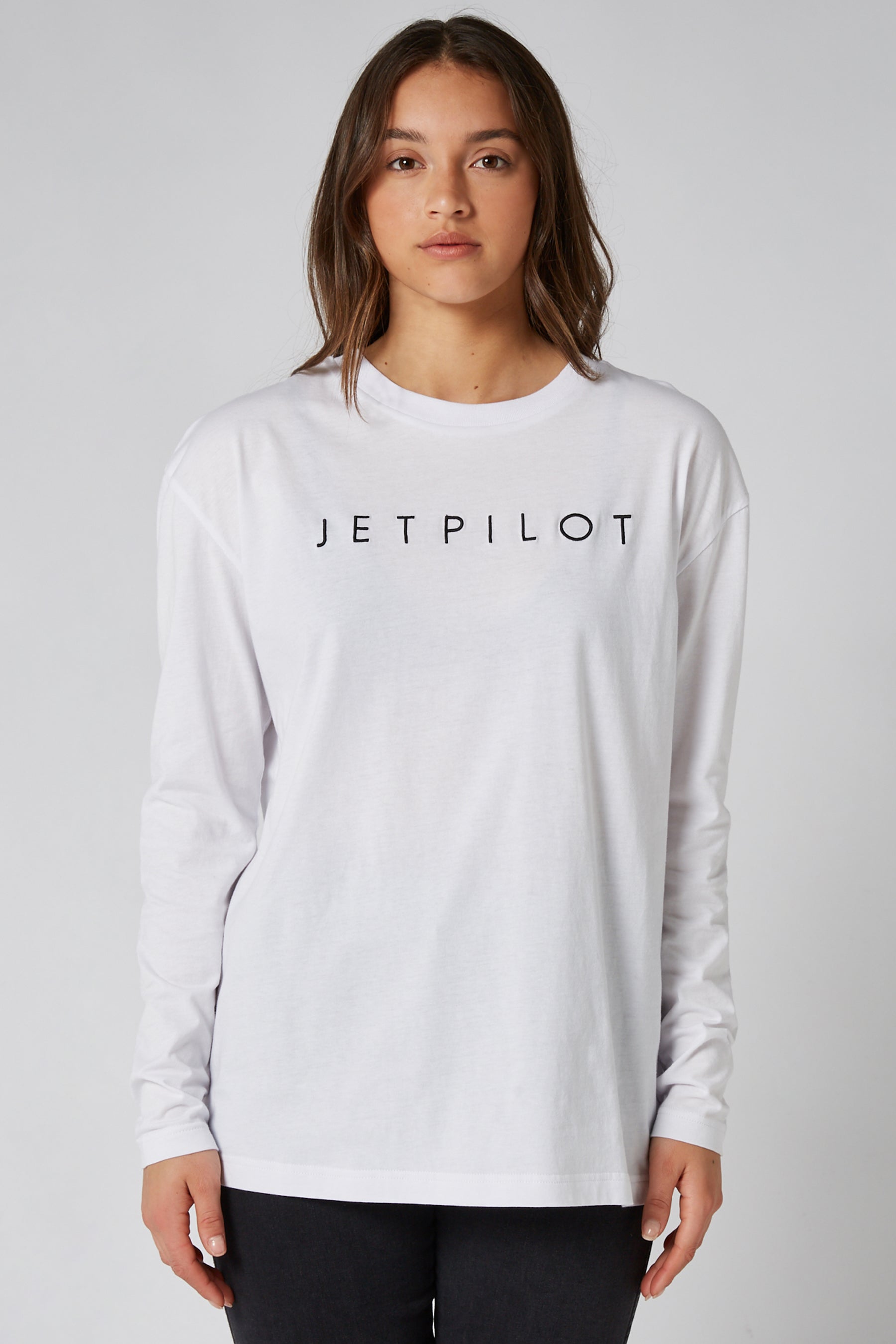Jetpilot Simple Ladies Oversized L/S Tee - White