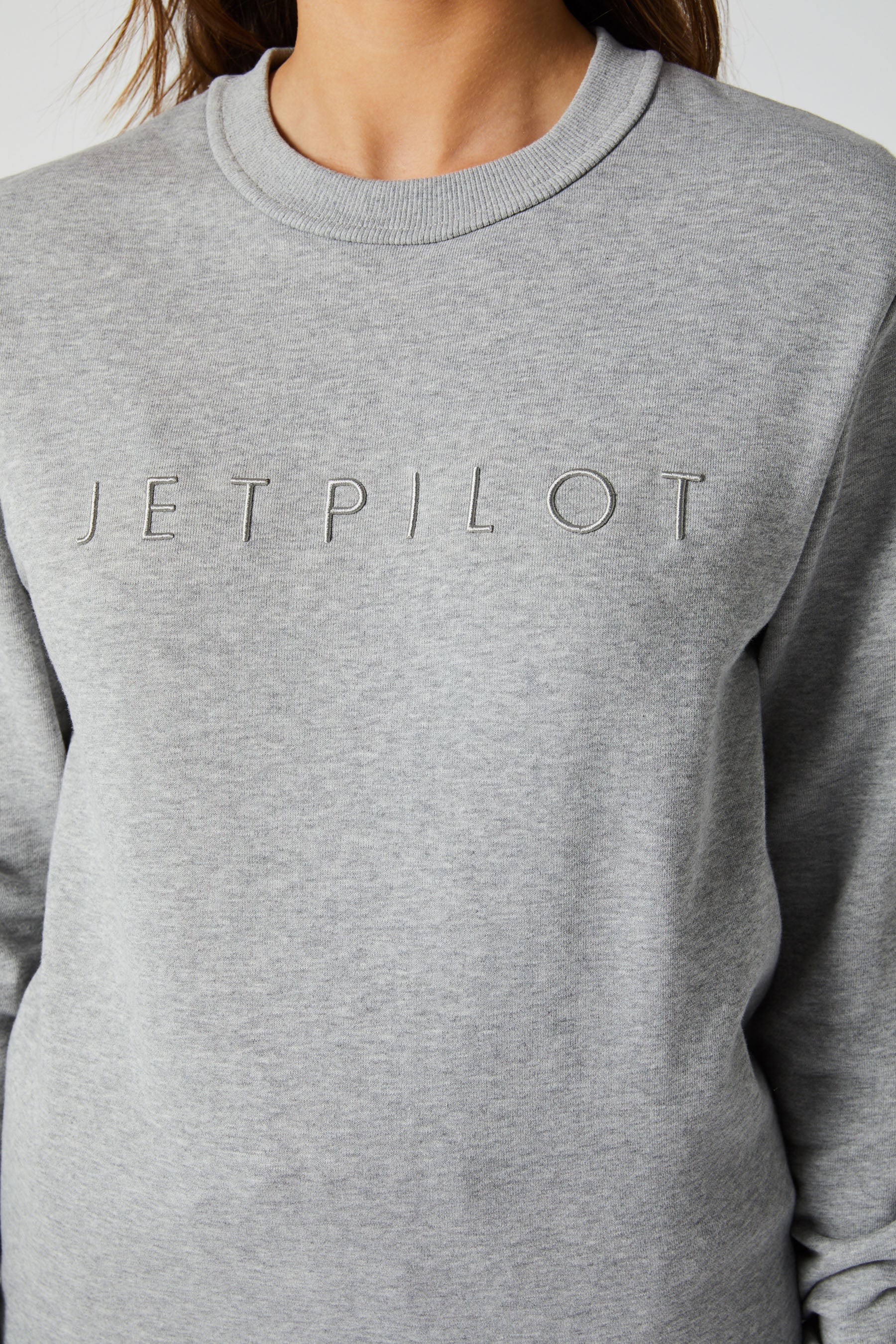 Jetpilot Simple Ladies Crew - Grey/Marle