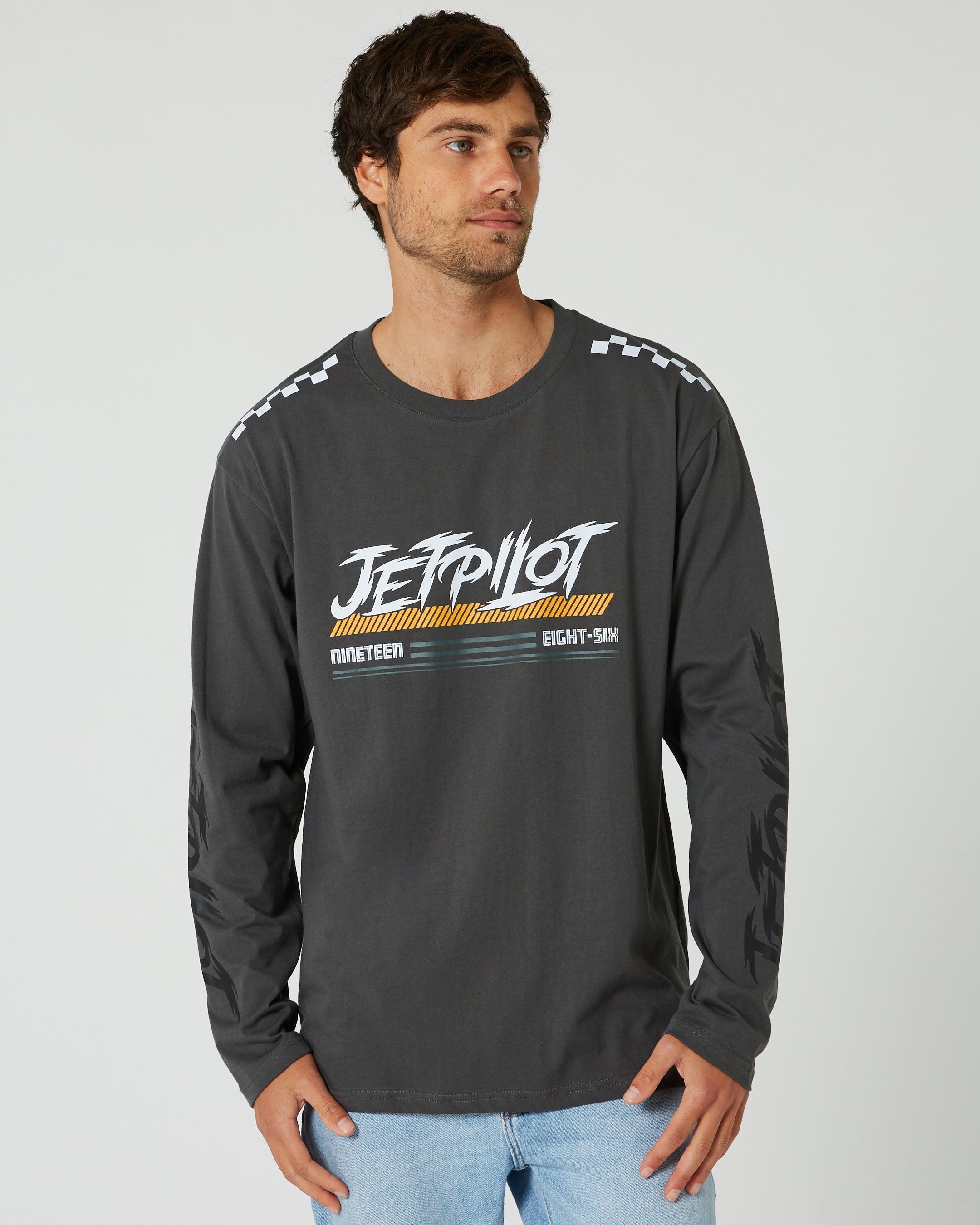 Jetpilot Race Tech Mens Long Sleeve Tee - Charcoal