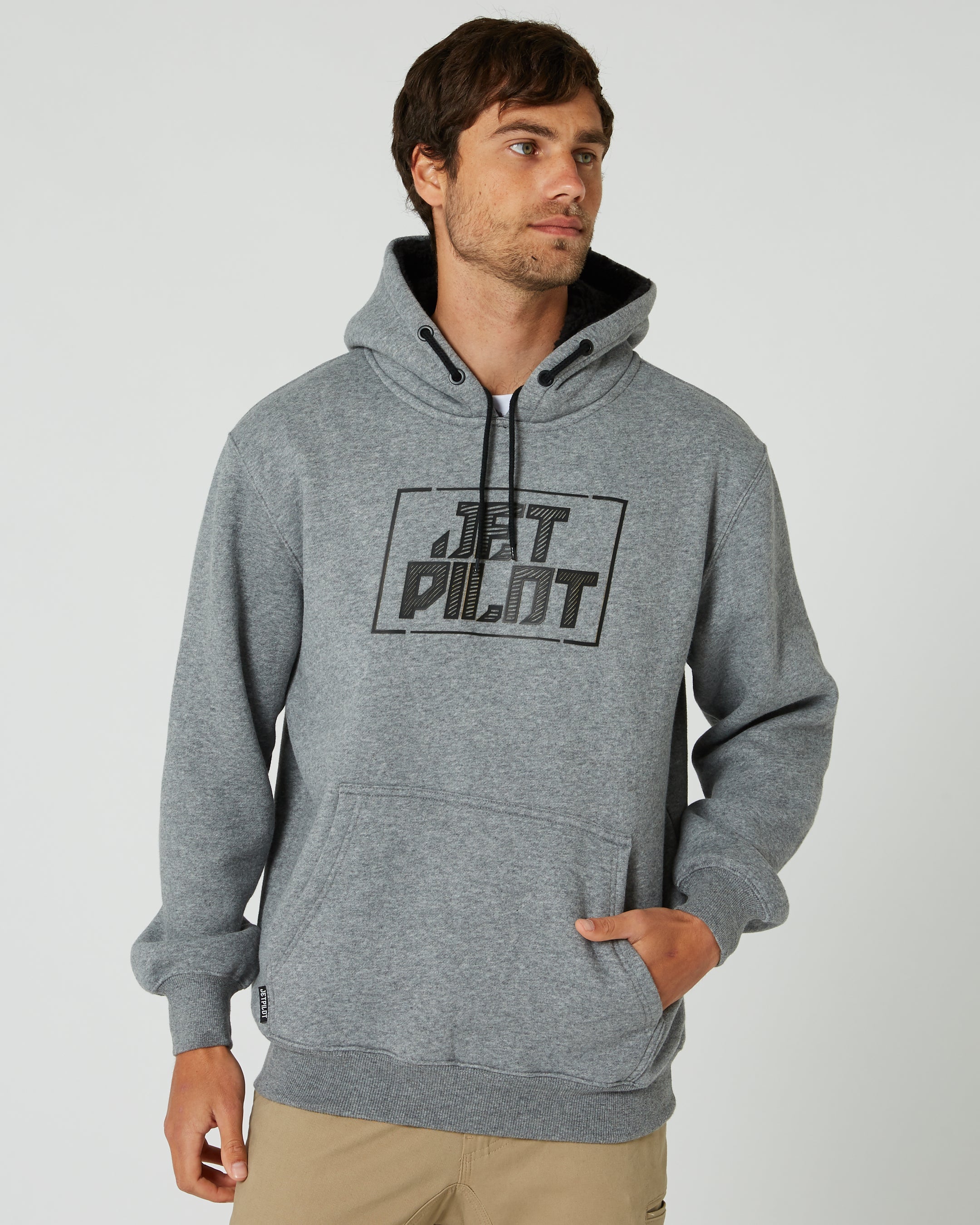 Jetpilot Corp HD Mens Pullover Hoodie - Charcoal