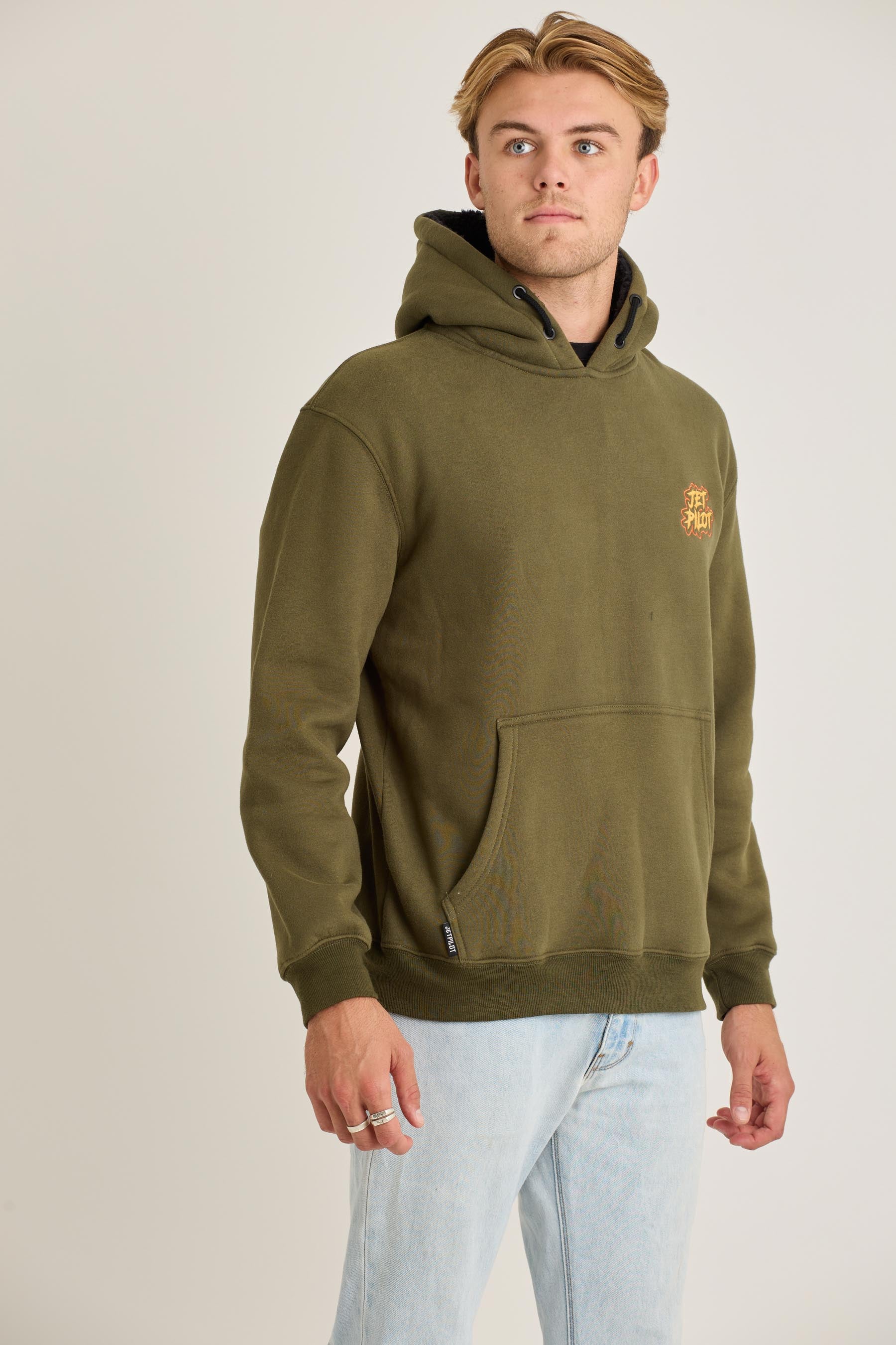 Jetpilot Yowie Sherpa Mens Pullover - Army