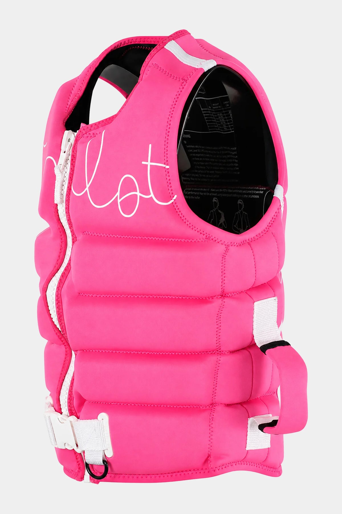 Three-quarter view of the Pink Eden showing the black lining, side handle and waist buckle