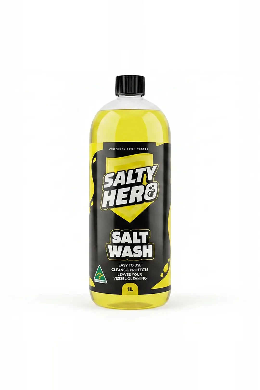 Salty Hero Salt Wash 1L bottle, yellow pH-neutral boat and jet ski wash