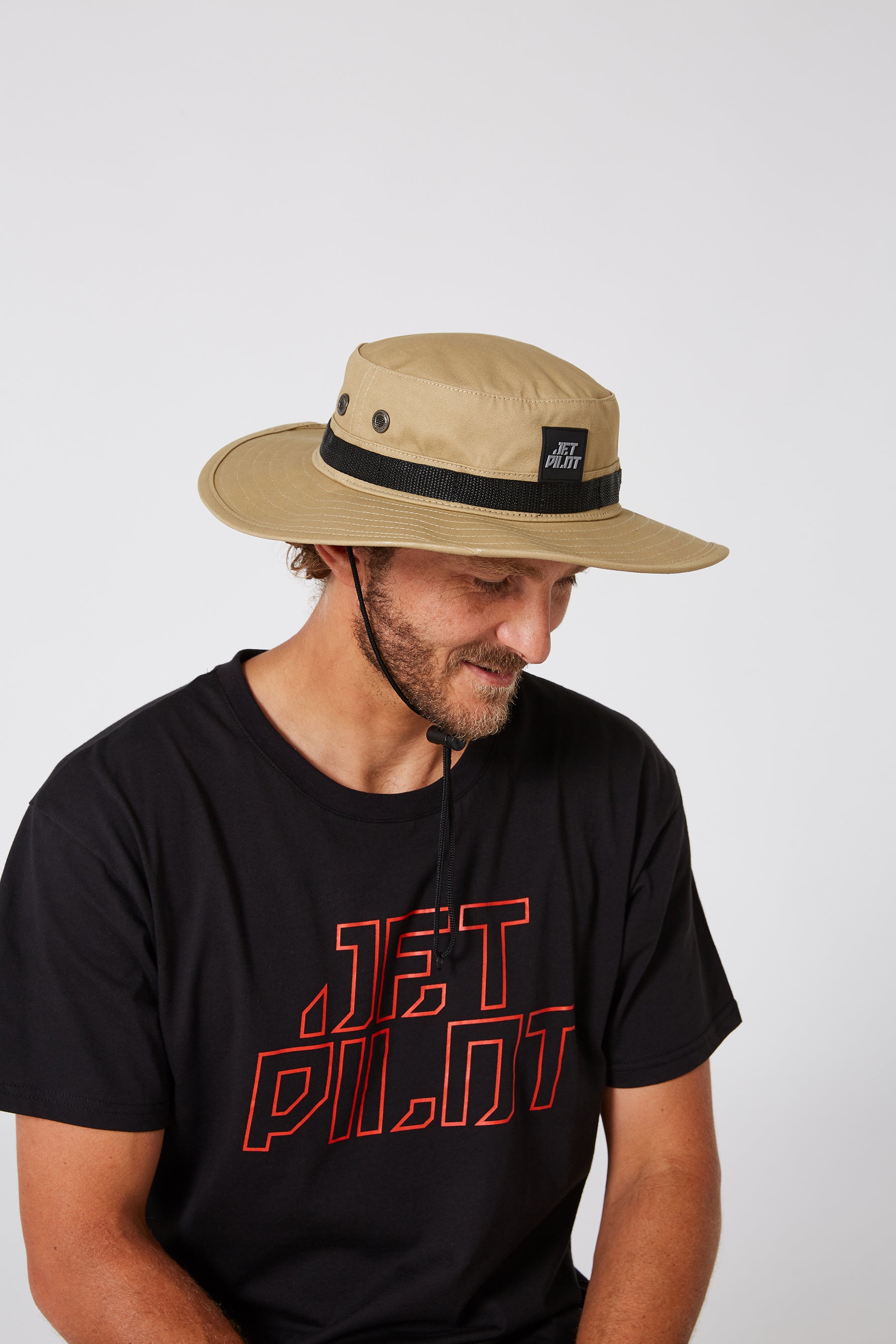 Jetpilot Hiker Mens Wide Brim Bucket Khaki