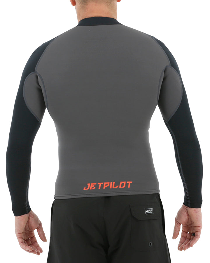 Jetpilot Flight Mens 2X2 Front Zip L/S Jacket - Charcoal