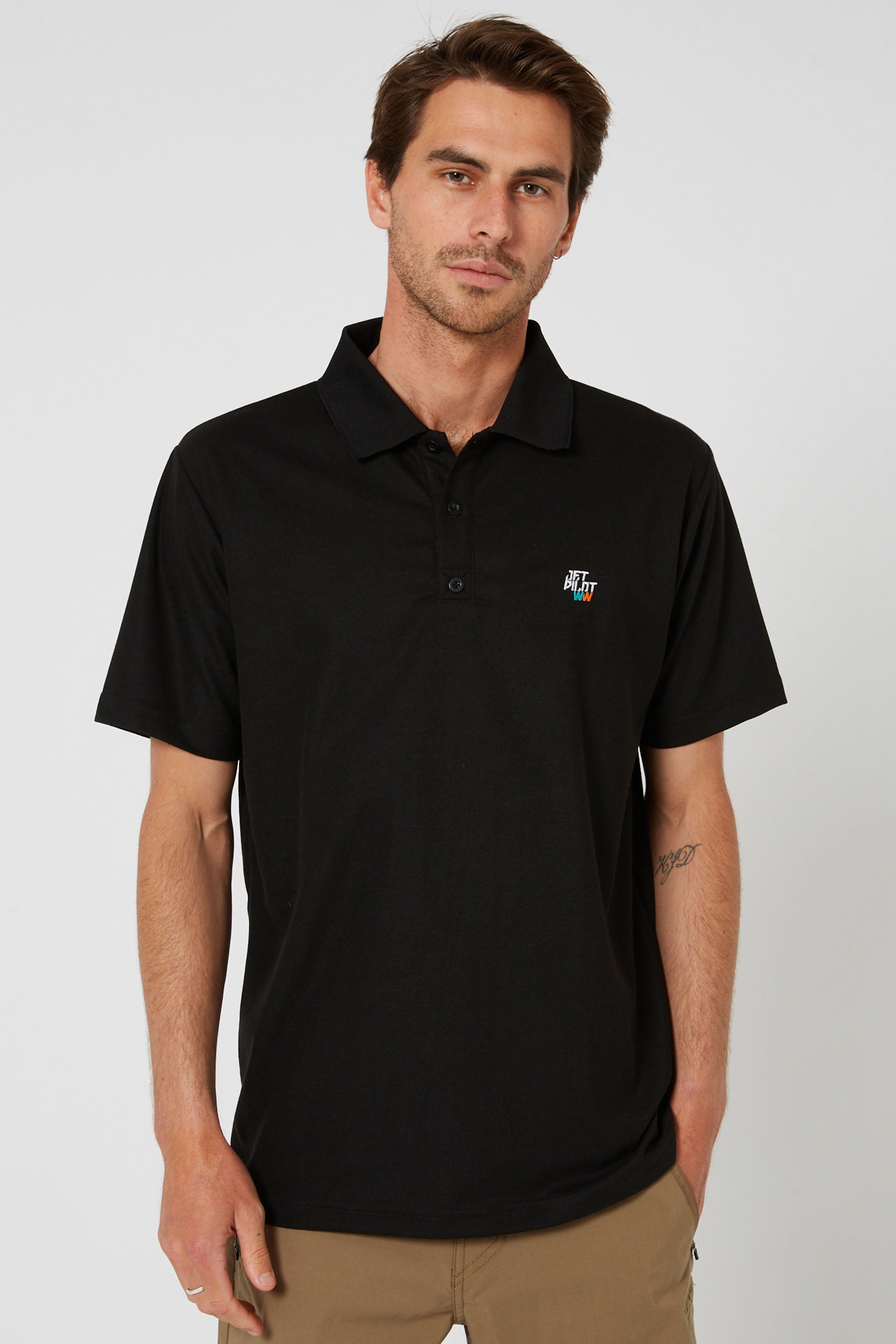 Jetpilot Polo Mens S/S Shirt - Black