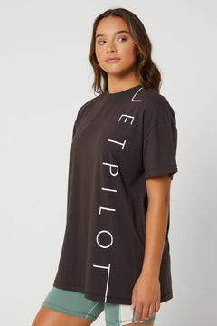 Jetpilot Linear Ladies SS T-Shirt Charcoal