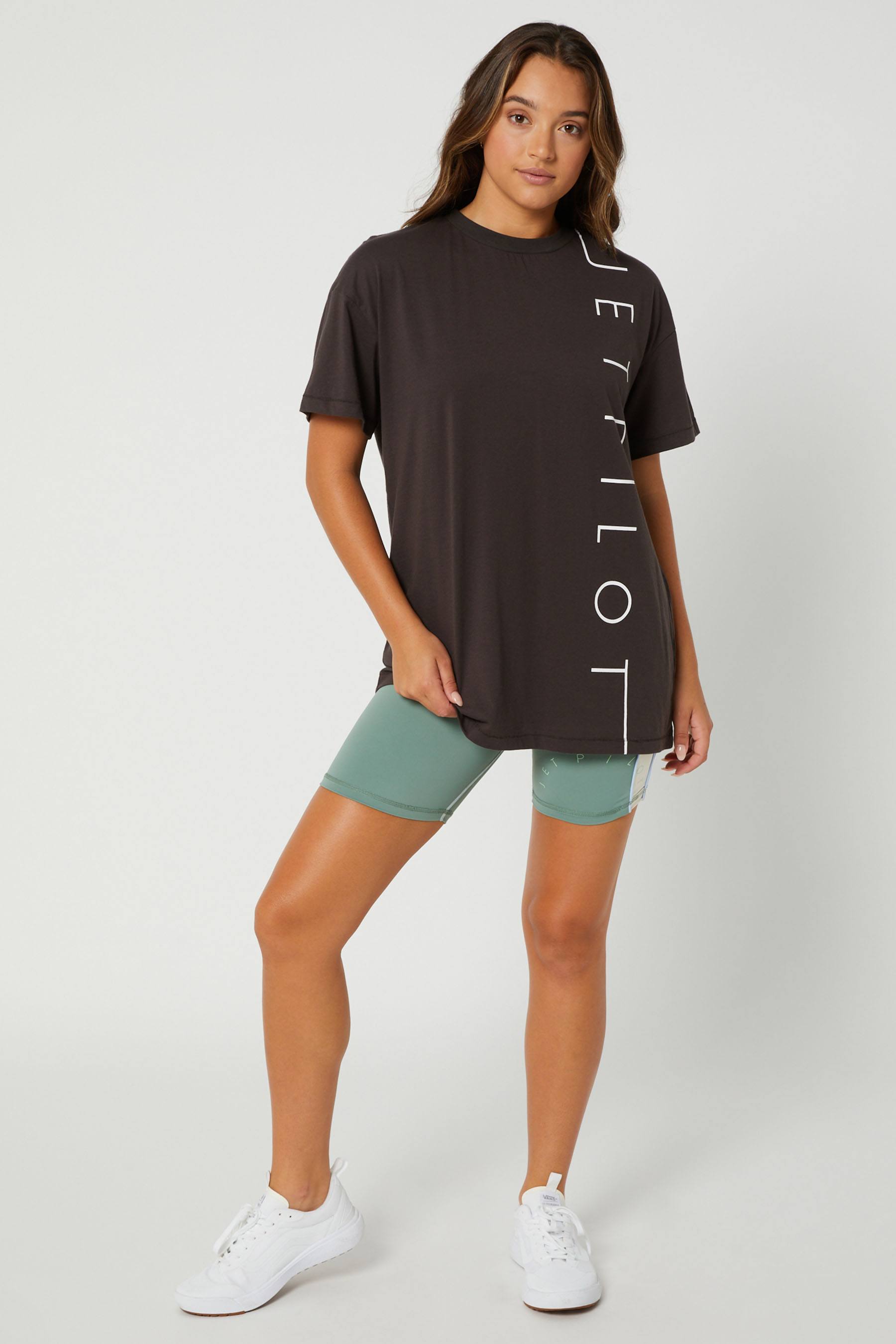 Jetpilot Linear Ladies SS T-Shirt Charcoal 3