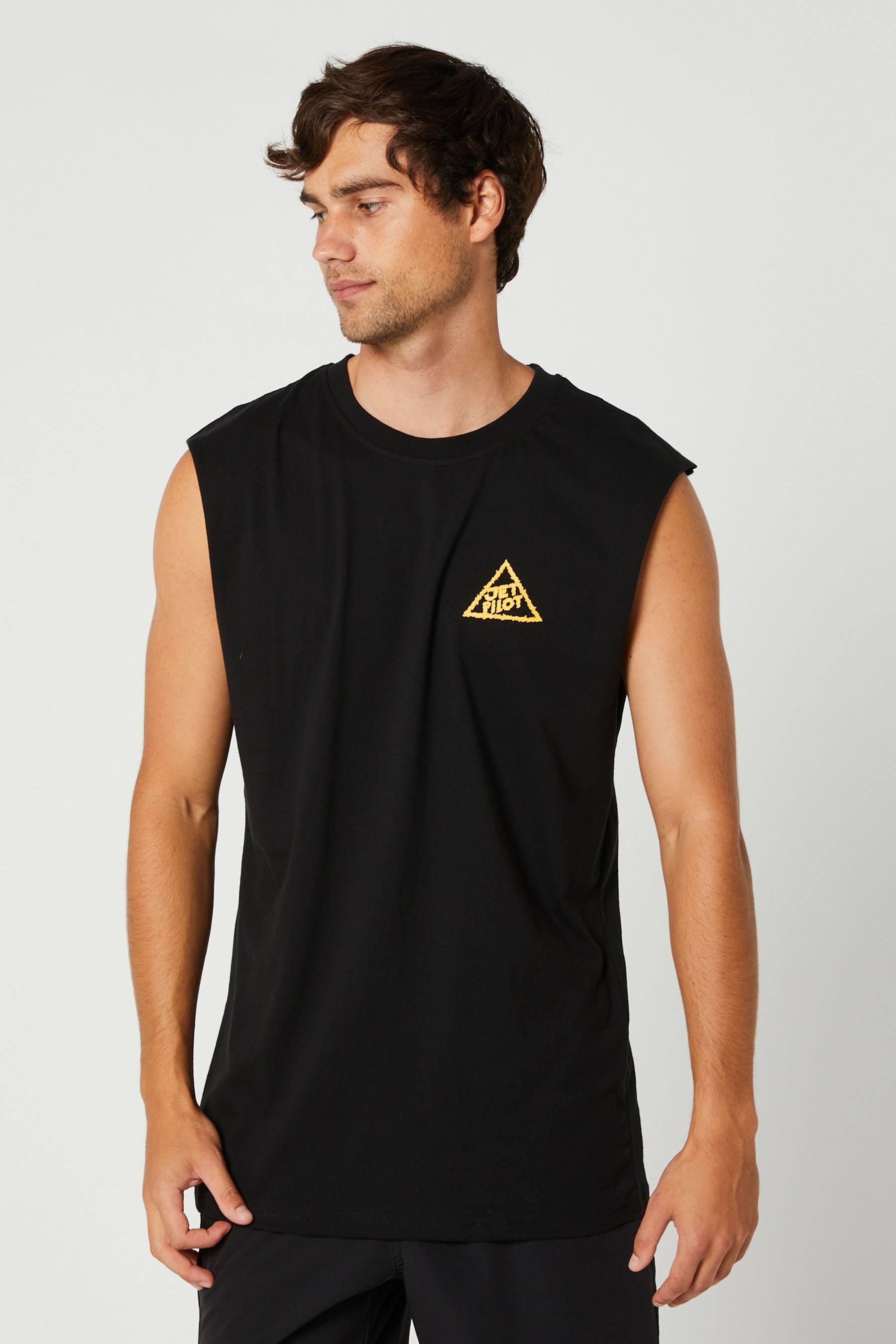 Jetpilot Thunder Mens Muscle T-Shirt Black
