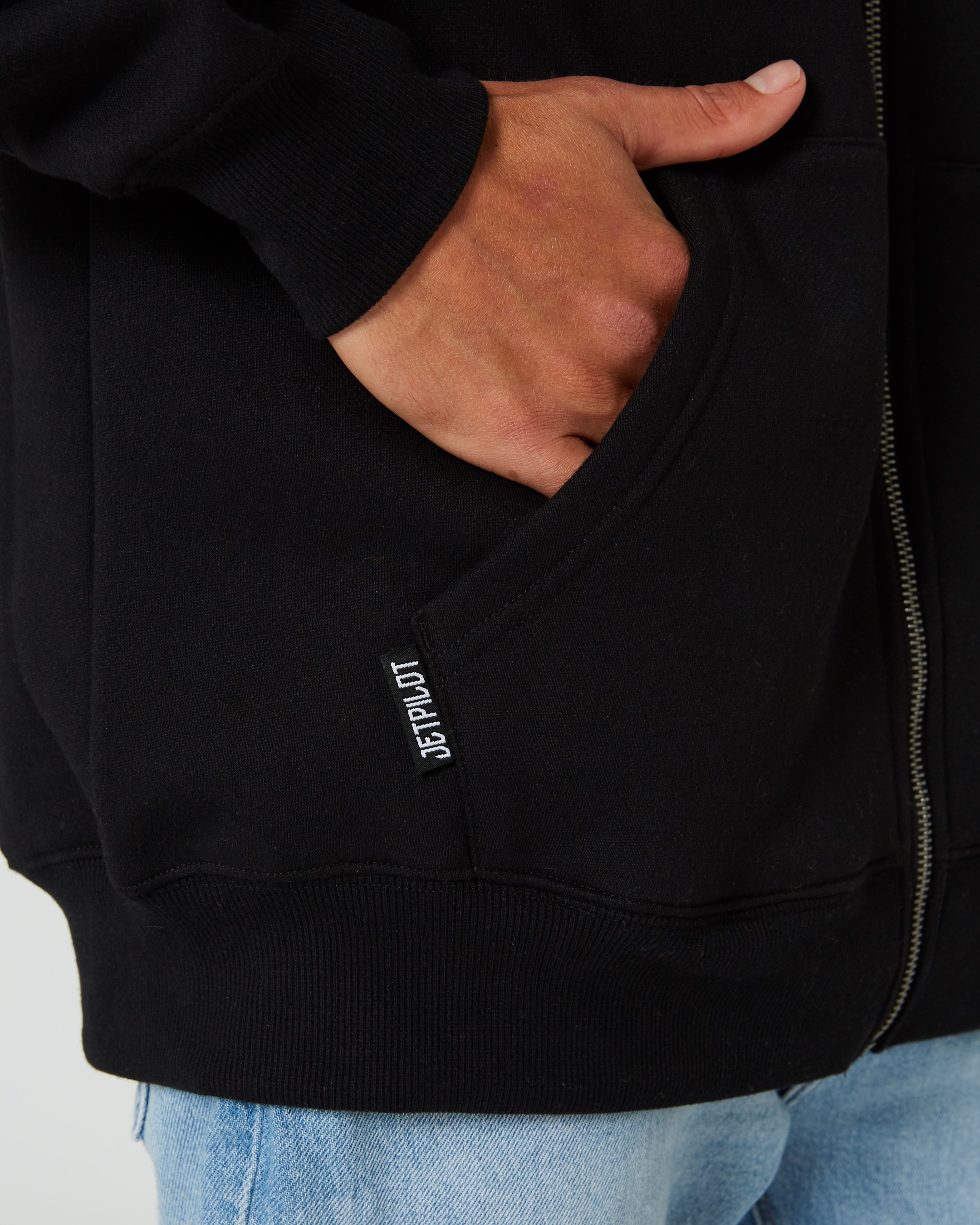 Jetpilot Divided Mens Zip Up Hoodie Black