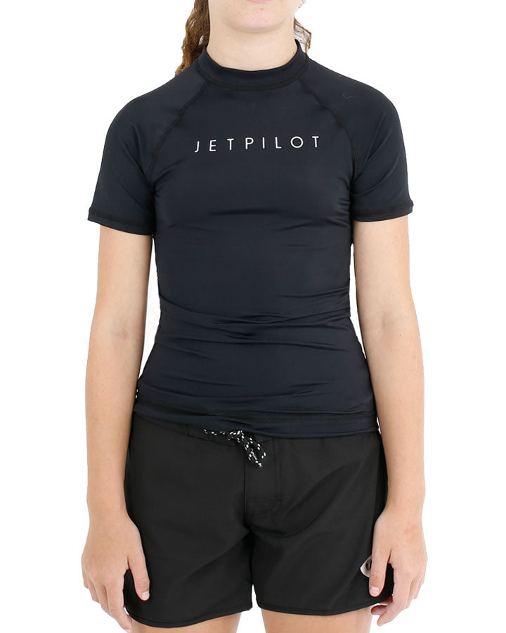 Jetpilot Corp Youth Girls S/S Rashie - Black